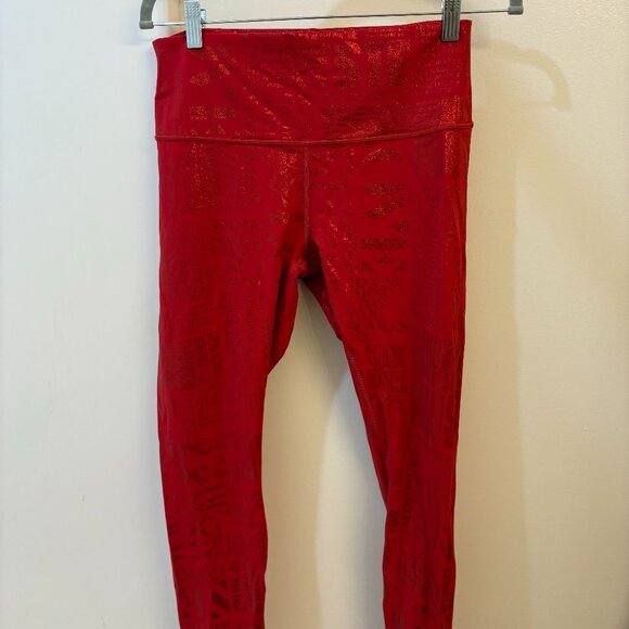 Lululemon Limited Edition Red Logo Leggings Size 10 - Picture 2 of 4